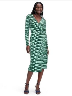 DVF Diane von Furstenberg for Target Long-Sleeve Midi Green Wrap Dress Sz Med